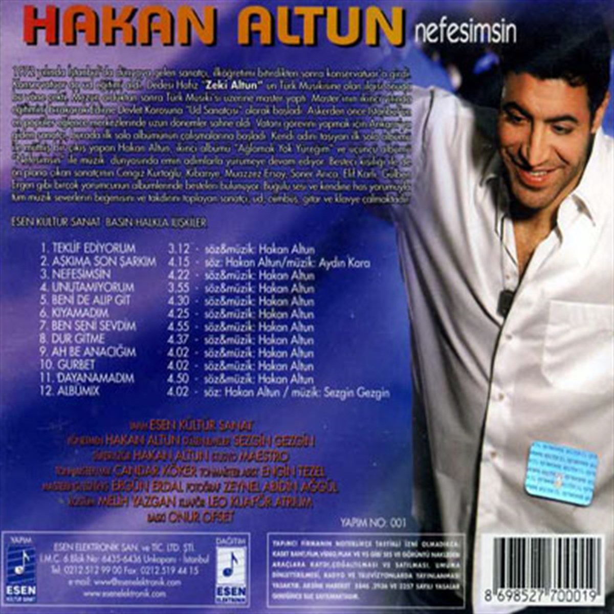 دانلود آلبوم زیبا و شنیدنی از Hakan ALtun بنام [۲۰۰۲]Hakan Altun – Nefesimsin